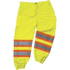 Ergodyne 8911 Class E Two-Tone Pants Large/Extra Large Size - Lime - Polyester Mesh