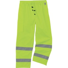 Ergodyne 8915 Class E Rain Pants For Rain Protection - Medium (M) Size - Lime - 300D Oxford Polyester, Polyurethane, Polyester Mesh