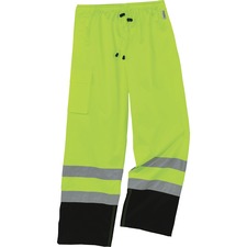 Ergodyne 8915BK Class E Bottom Rain Pants For Rain Protection - Large (L) Size - Lime - 300D Oxford Polyester, Polyurethane, Polyester Mesh