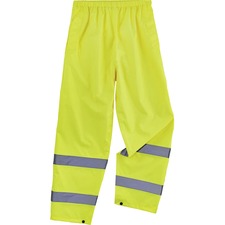 Ergodyne 8916 Lightweight Hi-Vis Rain Pants - Class E For Rain Protection - Small (S) Size - Lime - Polyurethane, 150D Oxford Polyester