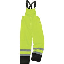 Ergodyne 8918BK Class E Bottom Rain Bibs Bib Overall - Small - Lime - 300D Oxford Polyester, Polyurethane