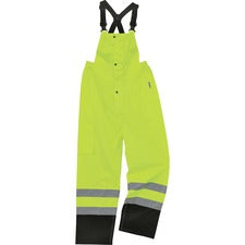 Ergodyne 8918BK Class E Bottom Rain Bibs Bib Overall - Large - Lime - 300D Oxford Polyester, Polyurethane