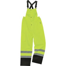 Ergodyne 8918BK Class E Bottom Rain Bibs Bib Overall - XX-Large - Lime - 300D Oxford Polyester, Polyurethane