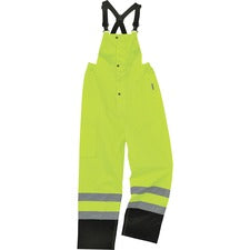 Ergodyne 8918BK Class E Bottom Rain Bibs Bib Overall - 5XL - Lime - 300D Oxford Polyester, Polyurethane