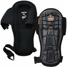 Ergodyne 342 Extra Long Cap Injected Gel Knee Pads Black - Rubber, Neoprene, Elastic, Gel, Polyurethane Foam - 2 / Pair