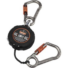 Ergodyne 3011 Retractable Tool Lanyard with Carabiner Mount Adjustable - 8 lb Load Capacity - Standard - Carabiner Attachment - 1" Height x 9.3" Width x 48" Length - Black - Aluminum, ABS Plastic - 1 Each