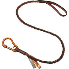 Ergodyne 3100F(x) Tool Lanyard Single Carabiner - 10lbs Adjustable - 10 lb Load Capacity - Standard - Carabiner Attachment - 11.3" Height x 1" Width x 48" Length - Orange, Gray - Anodized Aluminum Alloy, Nylon, Polyester Elastic - 6 / Carton