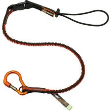 Ergodyne 3102F(x) Detachable Single Carabiner Tool Lanyard - 5lbs 5 lb Load Capacity - Standard - Carabiner Attachment - 11.3" Height x 1" Width x 70" Length - Orange, Gray - Polyester, Elastic Webbing, Nylon, Anodized Aluminum Alloy - 6 / Carton