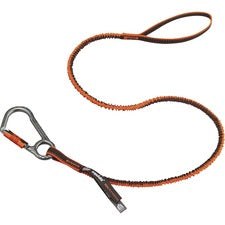 Ergodyne 3108F(x) Tool Lanyard Single Locking Carabiner - 15lbs 15 lb Load Capacity - Standard - Carabiner Attachment - 11.3" Height x 1.3" Width x 35" Length - Orange, Gray - Polyester, Elastic Webbing, Nylon - 6 / Carton