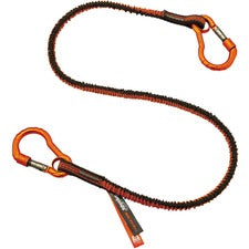 Ergodyne 3110F(x) Tool Lanyard Dual Carabiner - 10lbs Adjustable - 10 lb Load Capacity - Standard - Carabiner Attachment - 11.3" Height x 1" Width x 48" Length - Orange, Gray - Aluminum, Alloy, Nylon, Elastic Webbing - 6 / Carton