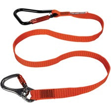 Ergodyne 3149 Tool Lanyard XL - Locking Carabiner + Swivel Carabiner, 80lbs / 36kg Adjustable - 80 lb Load Capacity - Standard - Carabiner Attachment - 2" Height x 12" Width x 76" Length - Orange - Nylon Webbing, Aluminum - 1 Each