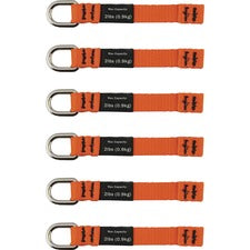 Ergodyne 3700 Web Tool Tether Attachment - D-Ring Tool Tails - 2lbs (6-Pack) 9.5" Height x 0.3" Width - Orange - 6 / Pack
