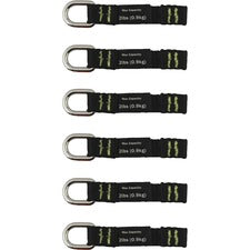 Ergodyne 3700 Web Tool Tether Attachment - D-Ring Tool Tails - 2lbs (6-Pack) 9.5" Height x 0.3" Width - Black - Nylon Webbing - 6 / Pack