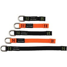Ergodyne 3700 Web Tool Tether Attachment - D-Ring Tool Tails - 2lbs (6-Pack) 9.5" Height x 0.3" Width - Black, Orange - Nylon Webbing - 5 / Pack