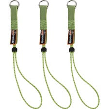 Ergodyne 3703 Elastic Tool Tether Attachment - Loop Tool Tails - 15lbs (3-Pack) 9.5" Height x 0.3" Width - Lime - Elastic, Nylon - 3/Each - 18 / Carton