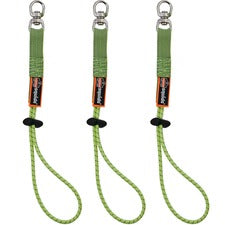Ergodyne 3713 Standard Elastic Loop Tool Tails Swivel 10 lb Load Capacity - Standard - Carabiner Attachment - 9.5" Height x 0.3" Width x 4" Length - Lime - Elastic - 3/Each - 18 / Carton