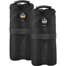 Ergodyne 6094 One Size Tent Weight Bags 40 lb Capacity - 7" Length x 10" Width - Black - Polyurethane, Polyester - Tent - 2 / Pack