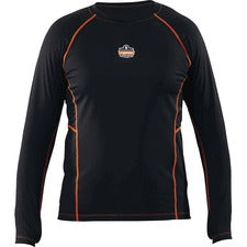 Ergodyne 6435 Thermal Base Layer Long Sleeve Shirt Extra Large (XL) Size - Fabric - Black