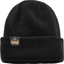 Ergodyne 6811Z Rib Knit Hat with Zipper for Bump Cap Insert Acrylic - Black
