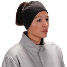 Ergodyne 6887 2-Layer Winter Headband - Fleece, Spandex Adjustable - 8.5" Height x 0.5" Width x 7.3" Length - Black - Spandex, Polyester, Fleece - 1 Each