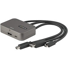 StarTech.com Mini DisplayPort/HDMI/USB-C Audio/Video Adapter 1 x 24-pin Type C USB Male, 1 x HDMI HDMI 2.0b Digital Audio/Video Male, 1 x Mini DisplayPort DisplayPort 1.2 Digital Audio/Video Male - 1 x HDMI HDMI 2.0b Digital Audio/Video Female - 3840 x 21