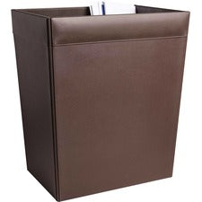 Dacasso Leather Waste Basket 8 gal Capacity - Leatherette, Top Grain Leather - Chocolate Brown - 1 Each