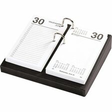 Dacasso Classic Calendar Holder Support 3.50" x 6" Media - Leather - Black, Silver - 1 Each