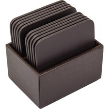 Dacasso Leatherette Square Coaster Set Square - Chocolate Brown - Leatherette - 1Each