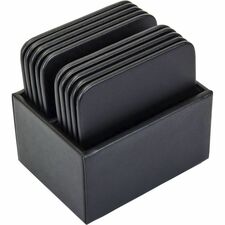 Dacasso Leatherette Square Coaster Set Square - Black - Leatherette - 1Each