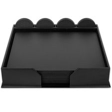 Dacasso Leatherette Conference Room Set Rectangular - 17" Width - Leatherette, Velveteen - Black