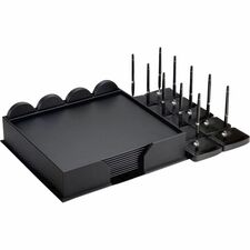 Dacasso Leatherette Deluxe Conference Room Set Rectangular - 17" Width - Leatherette, Velveteen - Black