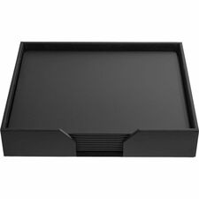 Dacasso Leatherette Conference Room Set Rectangular - 20" Width - Leatherette, Velveteen - Black