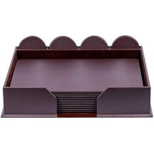 Dacasso Leatherette Conference Room Set Rectangular - 17" Width - Leatherette, Velveteen - Chocolate Brown