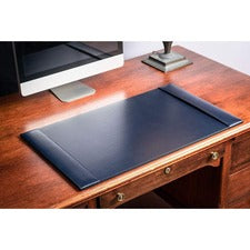 Dacasso Bonded Leather Desk Pad Rectangular - 30" Width - Bonded Leather, Velveteen - Navy Blue