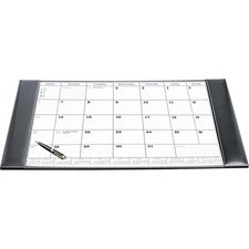 Dacasso Rustic Leather Calendar Desk Pad Rectangular - 12 Sheets - Top Grain Leather, Velveteen - Rustic Black