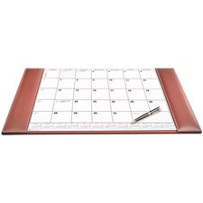 Dacasso Rustic Leather Calendar Desk Pad Rectangular - 12 Sheets - Top Grain Leather, Velveteen - Rustic Brown