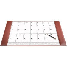 Dacasso Rustic Leather Calendar Desk Pad Rectangular - 12 Sheets - Top Grain Leather, Velveteen - Rustic Brown