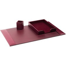 Dacasso Bonded Leather Desk Set Leather, Velveteen - Burgundy - 1 Each