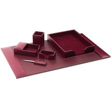 Dacasso Bonded Leather Desk Set Leather, Velveteen - Burgundy - 1 Each