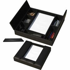Dacasso Leatherette Enhanced Conference Room Organizer Desktop - Black - Leatherette, Velveteen - 1 Each
