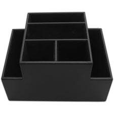 Dacasso Desktop Organizer 8 x Coaster - Desktop - Black - Top Grain Leather, Velveteen - 1 Each