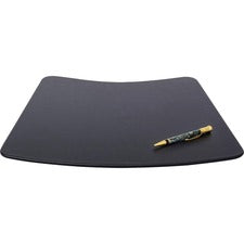 Dacasso Round Table Leatherette Conference Pad Rectangular - 17" Width - Leatherette, Velveteen - Black
