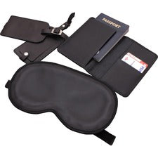 Dacasso Leather Travel Accessory Set Leather - Black - 1 Each