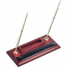 Dacasso Rosewood & Leather Pen Stand/Cell Phone Holder Leather, Rosewood, Rubber - Black - 1 Each
