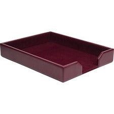 Dacasso Bonded Leather Letter Tray Desktop - Burgundy - Bonded Leather, Felt, Velveteen - 1 Each