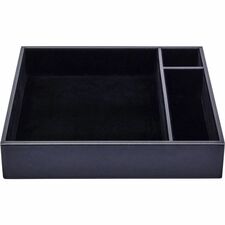Dacasso Leatherette Conference Room Organizer 8 x Writing Pad - 3 Compartment(s) - Desktop - Black - Leatherette, Velveteen - 1 Each