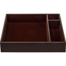 Dacasso Leatherette Conference Room Organizer Tray 8 x Writing Pad - 3 Compartment(s) - Desktop - Chocolate Brown - Leatherette, Velveteen - 1 Each