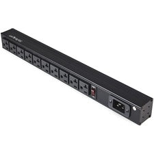 StarTech.com 10-Outlets Power Strip 10 x AC Power - 8 ft Cord - 16 A Current - 120 V AC Voltage - Rack-mountable - Black
