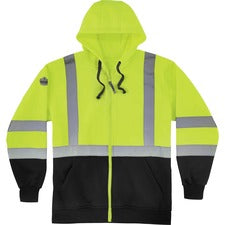 Ergodyne Zip-Up Hi-Vis Hooded Sweatshirt Recommended for: Construction, Biking, Snowmobiling, Outdoor, Ice Fishing, Traffic - 3-Xtra Large - Dirt, Grime Protection - Zipper Closure - Polar Fleece, Polar Fleece - Yellow, Black - Reflective Strap, Drawstrin