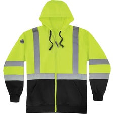 Ergodyne Zip-Up Hi-Vis Hooded Sweatshirt Recommended for: Construction, Biking, Snowmobiling, Outdoor, Ice Fishing, Traffic - 5-Xtra Large - Dirt, Grime Protection - Zipper Closure - Polar Fleece, Polar Fleece - Yellow, Black - Reflective Strap, Drawstrin